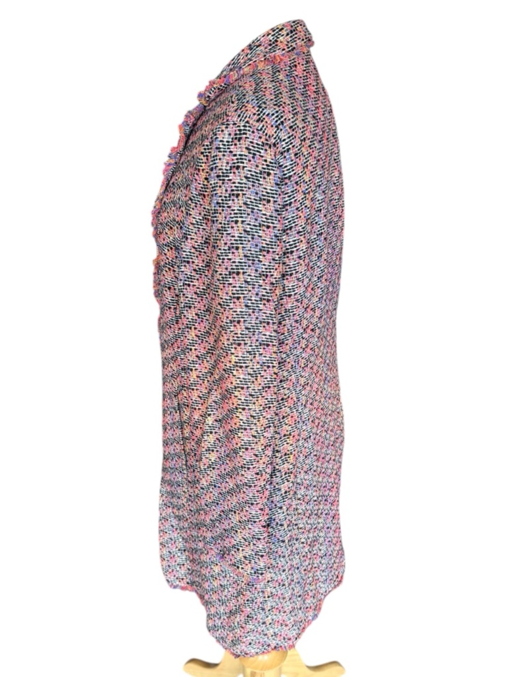 Vintage Doncaster 100% Silk Tweed Multicolor Longline Blazer Topper Lined, 14 - Picture 2 of 9